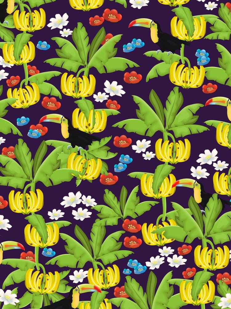 Bananas And Flowers Pattertn