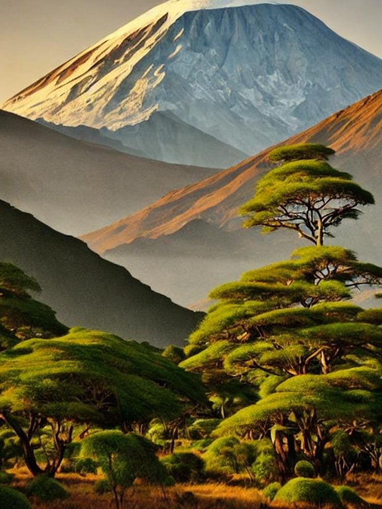 Mount Kilimanjaro National Park Tanzania Vintage Poster