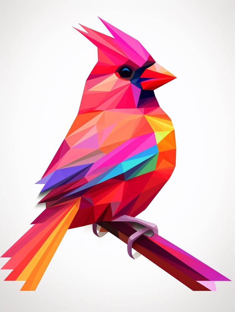 Colourful Geometric Bird Cardinal 5