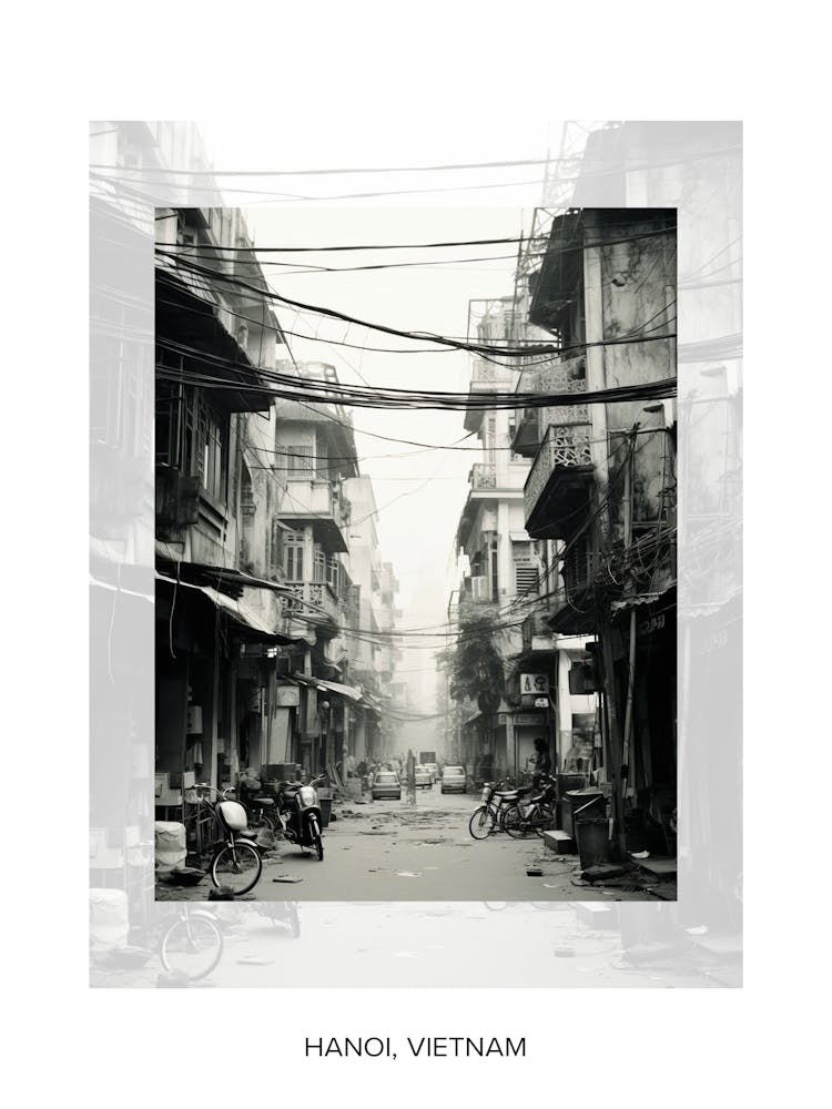 Poster von Hanoi, Vietnam, Schwarz-Weiß-Altfoto 4