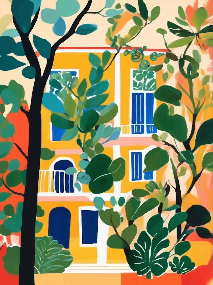 Vibrant House and plants On The Hill