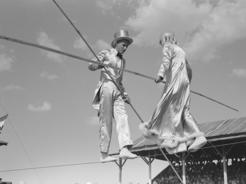 Tightrope Performers At 4 H Club Fair, Cimarron, Kansas By Russell Lee