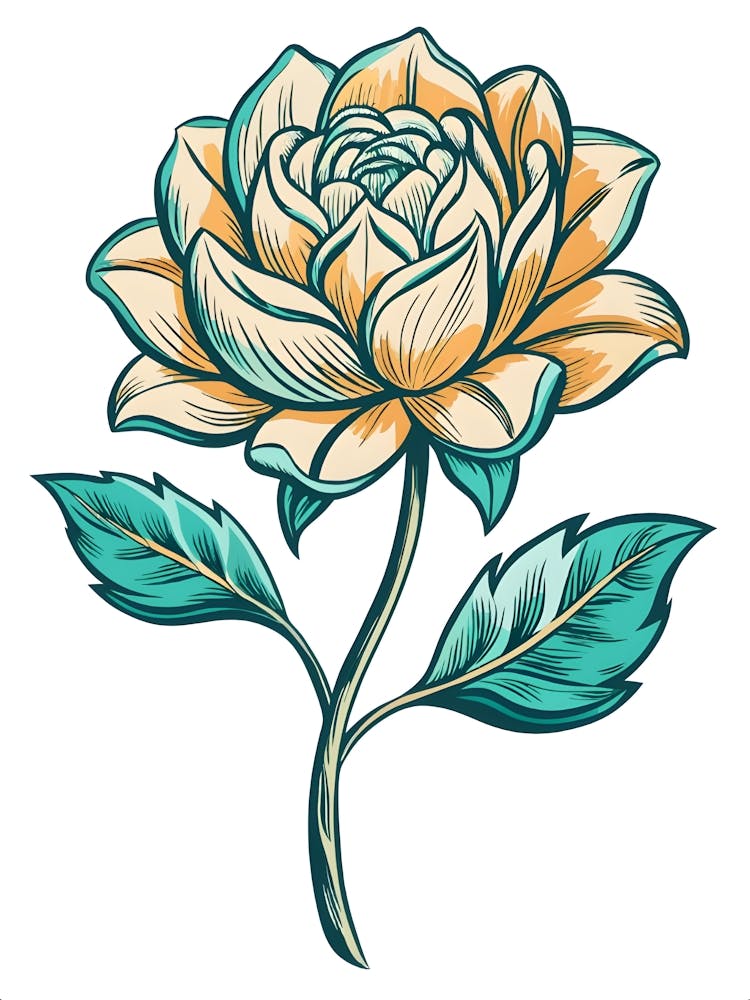 Vintage Rose Flower Illustration