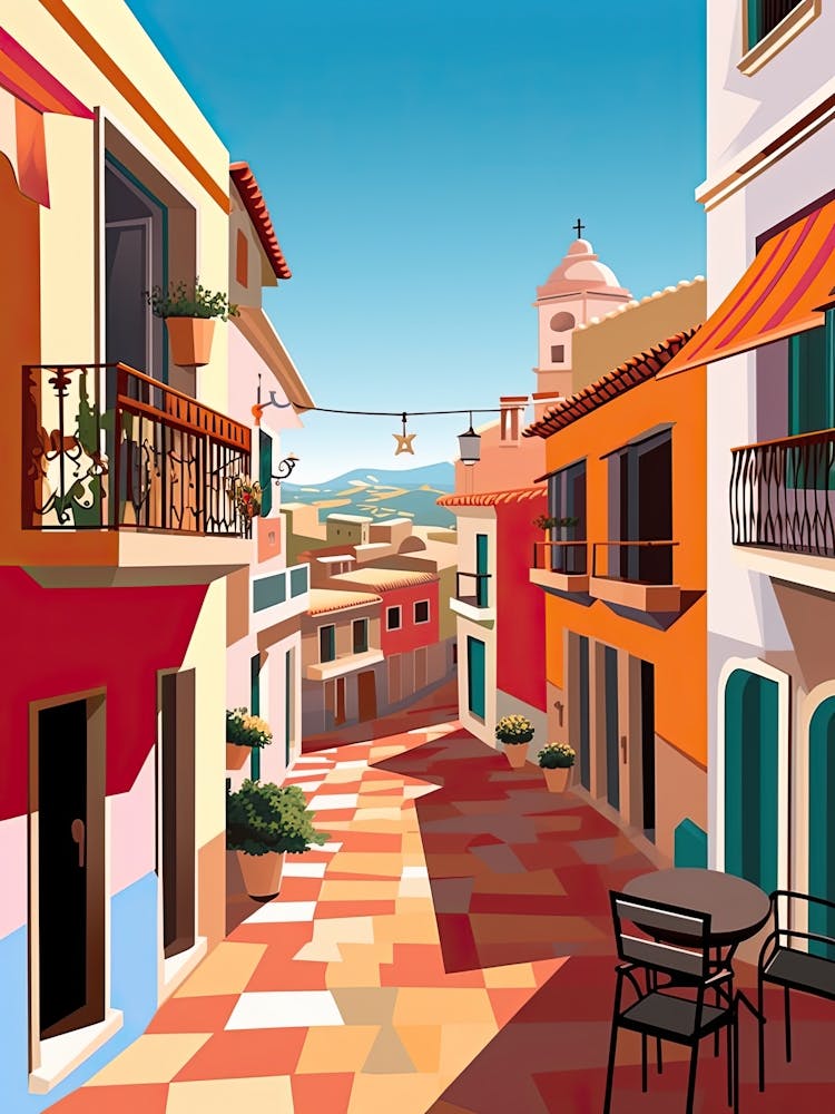 Costa Del Sol, Spain, Flat Illustration 3