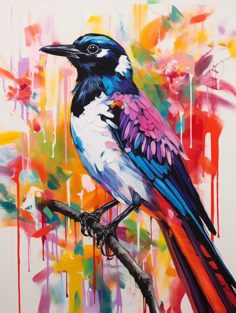 Colourful Bird Painting Magpie 8