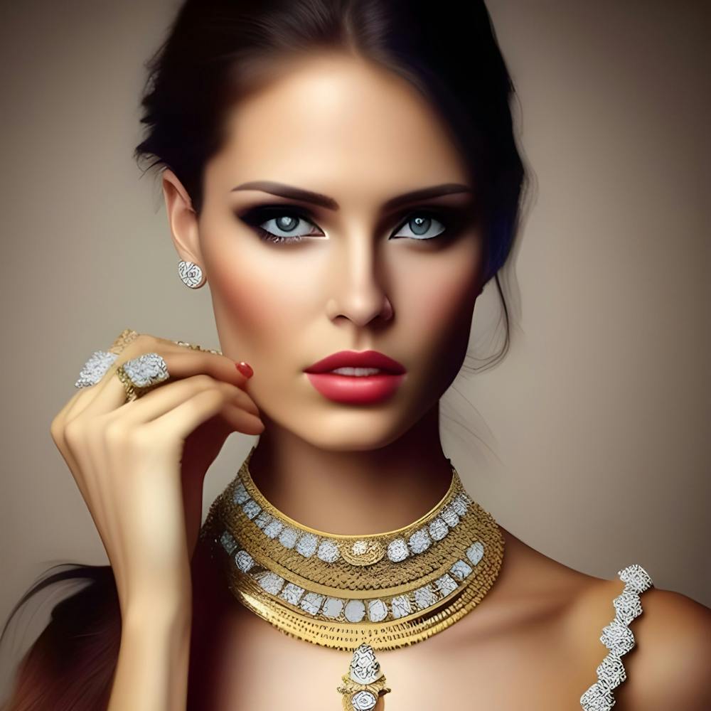Beautiful Woman In Gold Jewelry