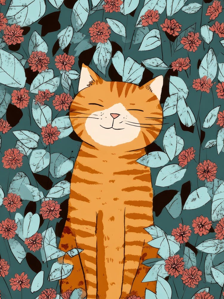 Cat In Flowers 16