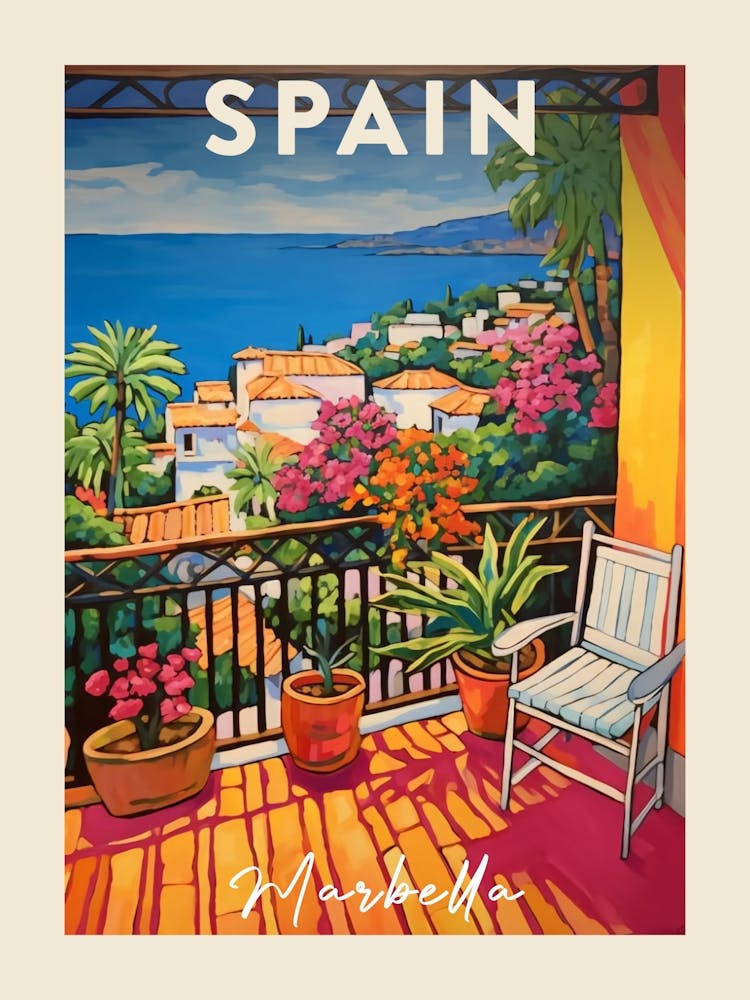 Marbella Spanien 3 Fauvistisches Gemälde Reiseplakat