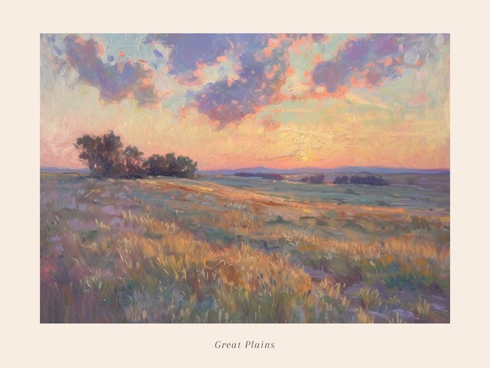 Western Sunset Landscapes Great Plains 1 Poster