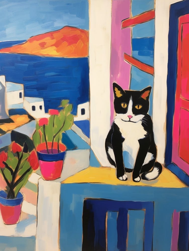 Painting Of A Cat In Rhodes Greece 1