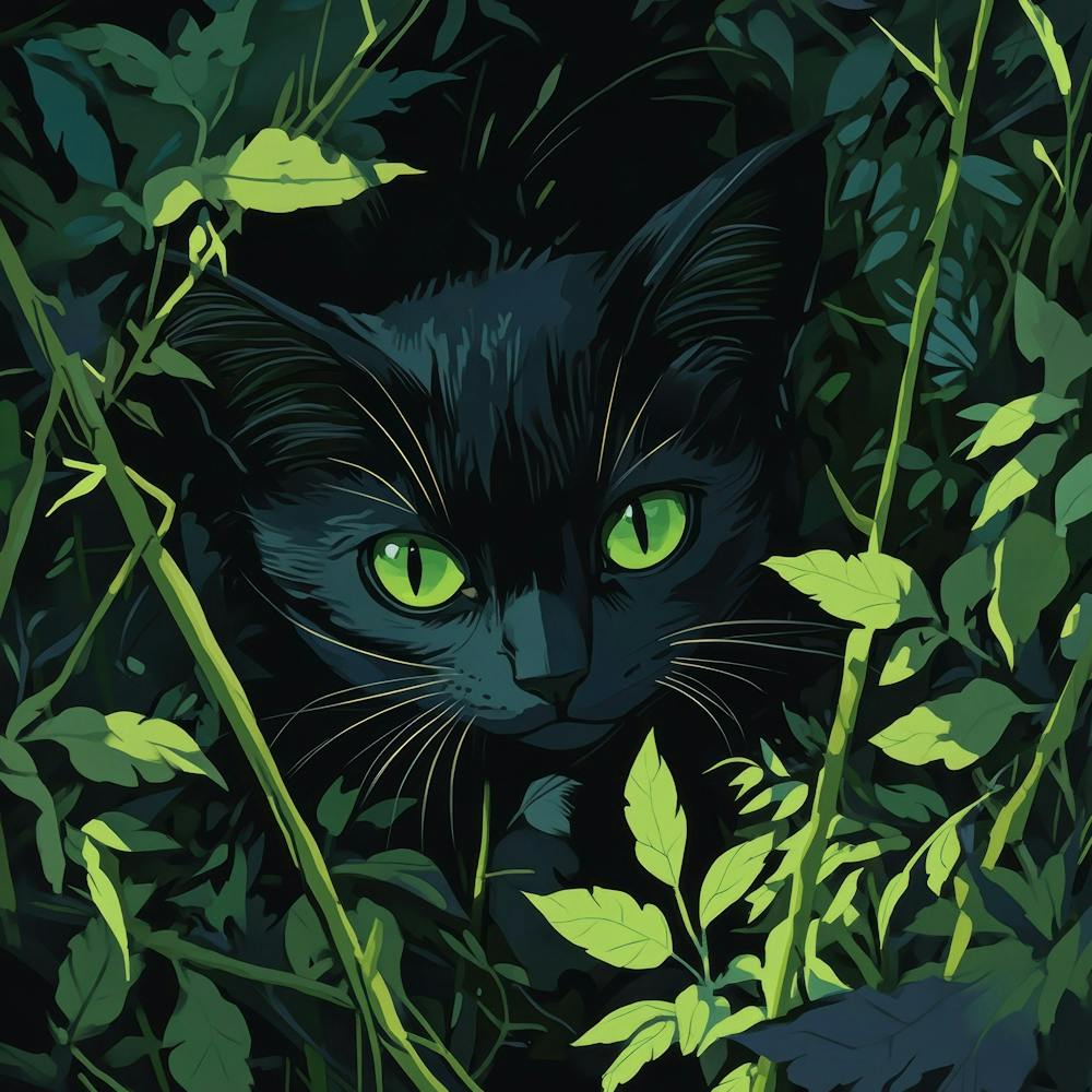 Black Cat In The Woods