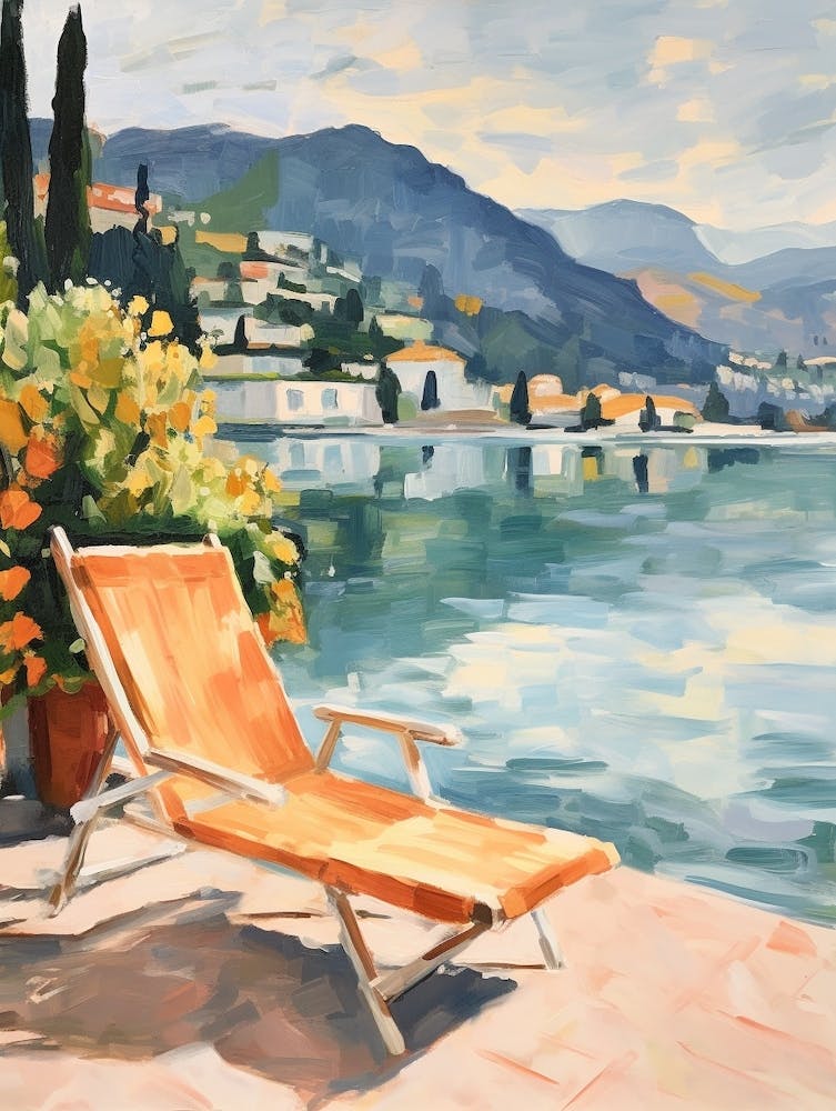 Sonnenliege am Pool am Comer See Italien