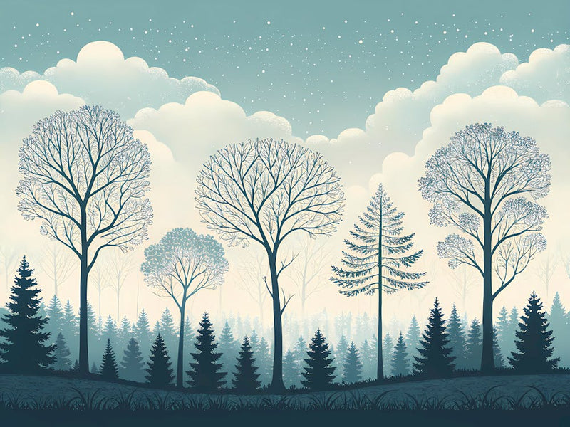 Retro Vintage Style A Minimalist Tree Line With Ne