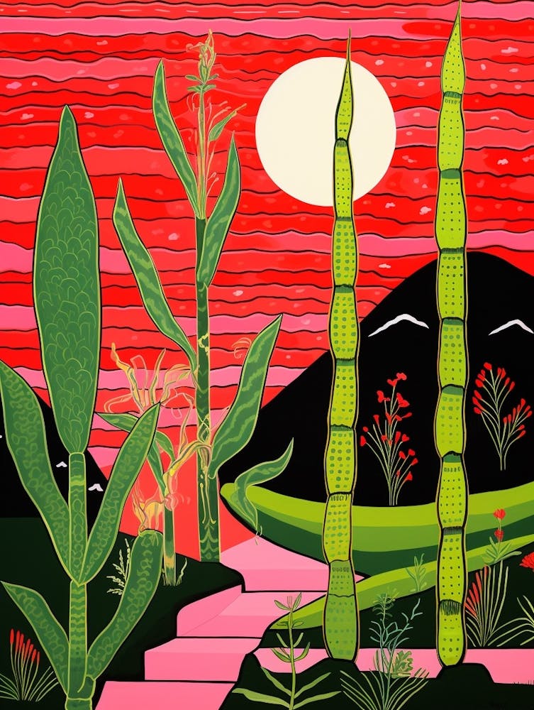 Pink And Red Plant Illustration Snake Plant 2