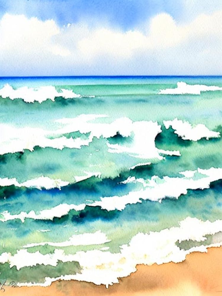 Bathsheba Beach 3, Barbados Watercolour