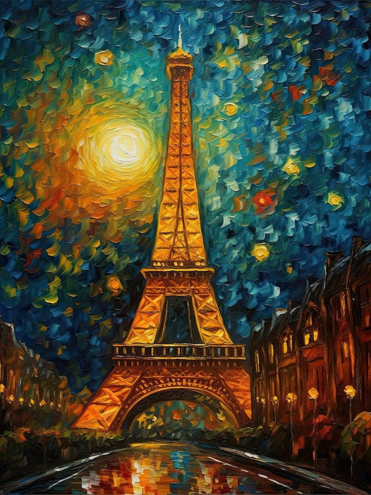 Eiffel Tower Paris France Vincent Van Gogh Style 17