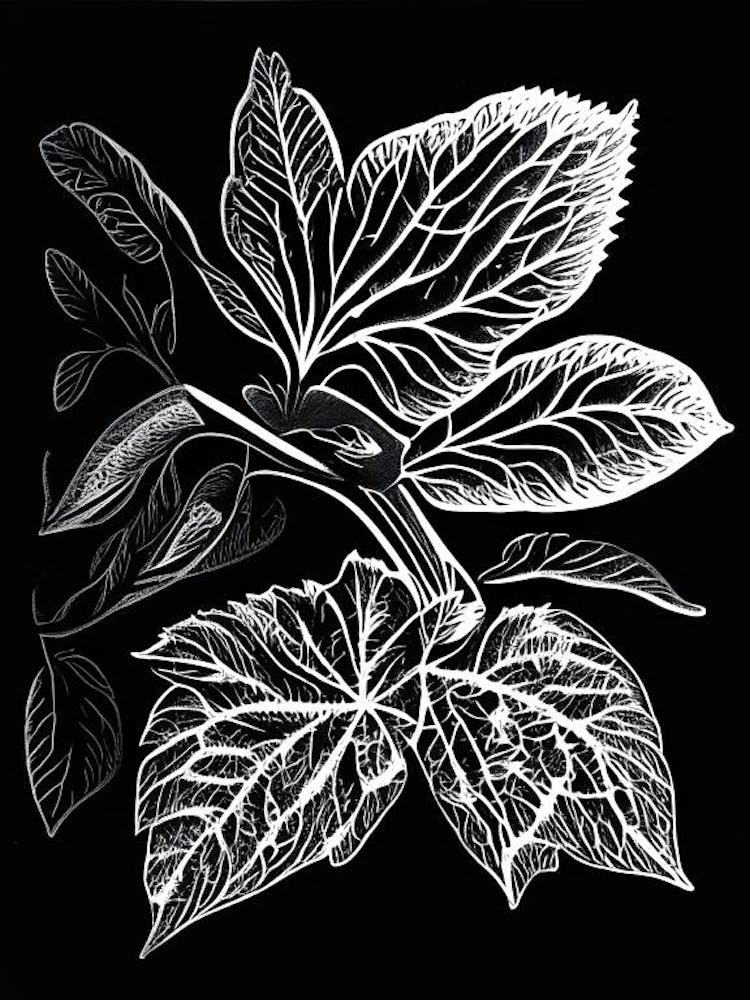 Wild Strawberry Leaf Linocut