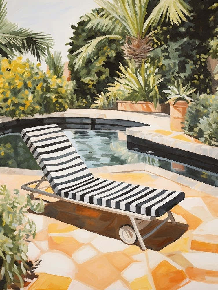 Sun Lounger By The Pool In Cassablanca Morocco