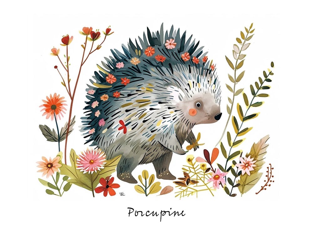 Little Floral Porcupine 2 Poster