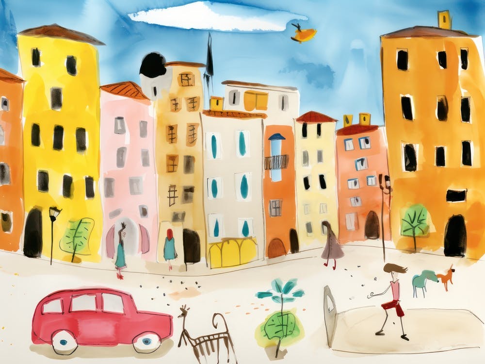 Florenz, Italien Niedliche Aquarell-Illustration 6