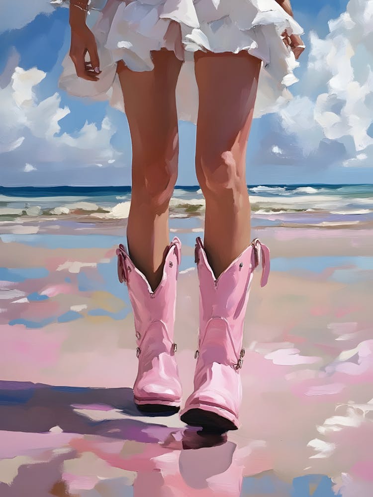 Pink Boots On The Beach 1