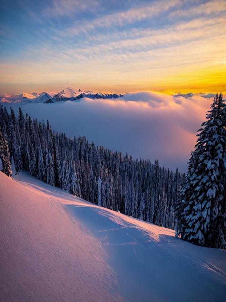 Zurs, Austria Sunrise Skiing Poster