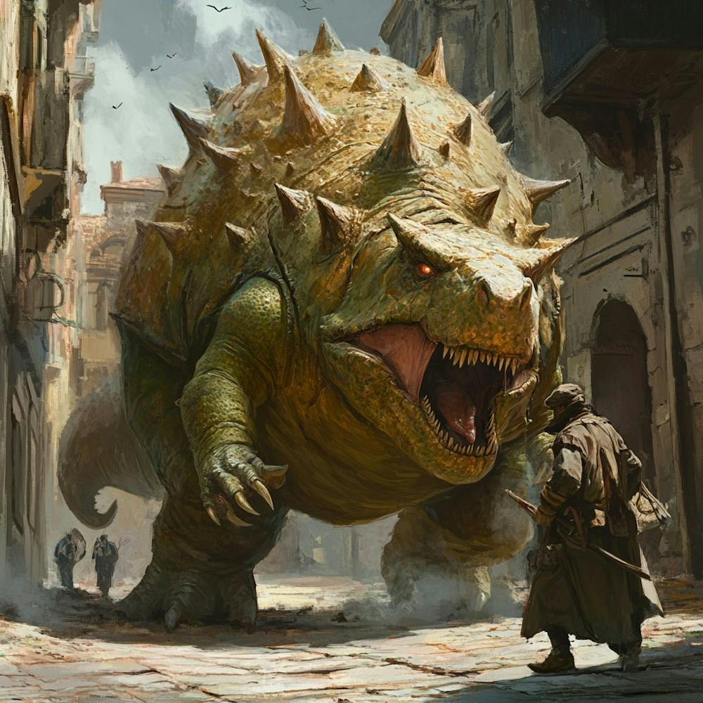 Stegosauroid Dinosaur Attacking