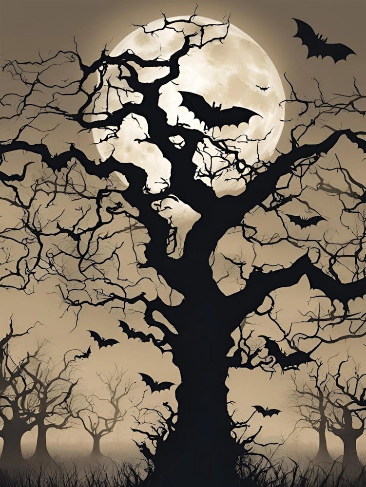 Vollmond & Fledermäuse Wandkunst, Halloween Dekoration