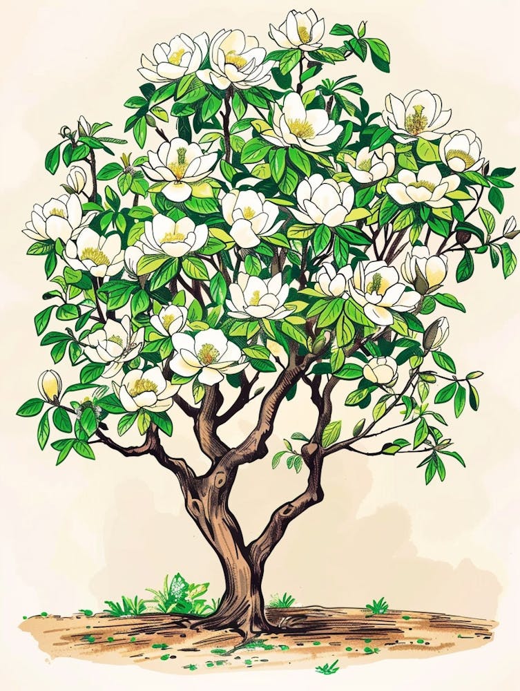 Illustration de Livre d'Histoires d'Arbre de Magnolia 2