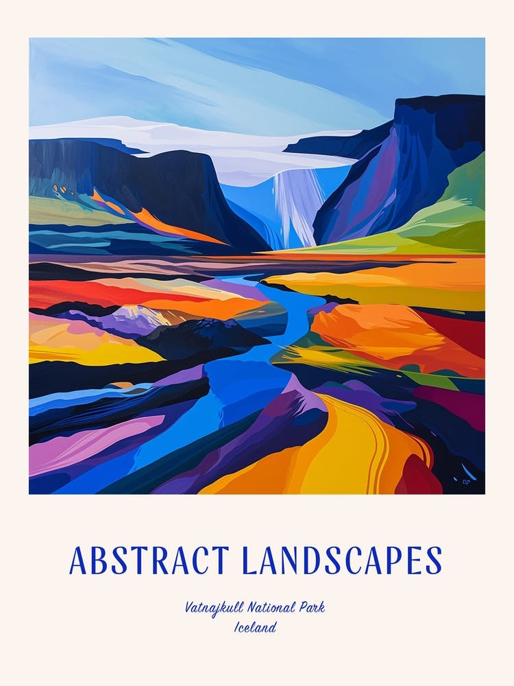 Colourful Abstract Vatnajkull National Park Iceland 1 Poster Blue