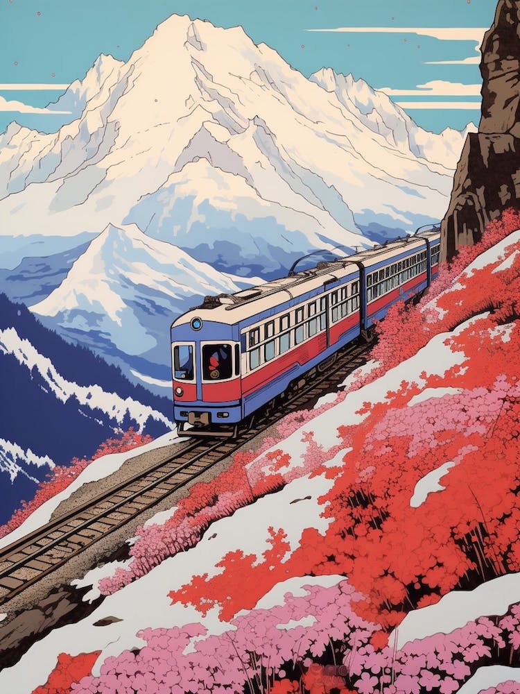 Tateyama Kurobe Alpine Route, Japan Vintage Travel Art 4