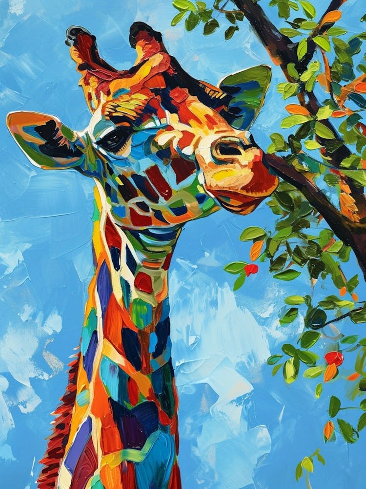 Giraffe In The Tree Branches 3