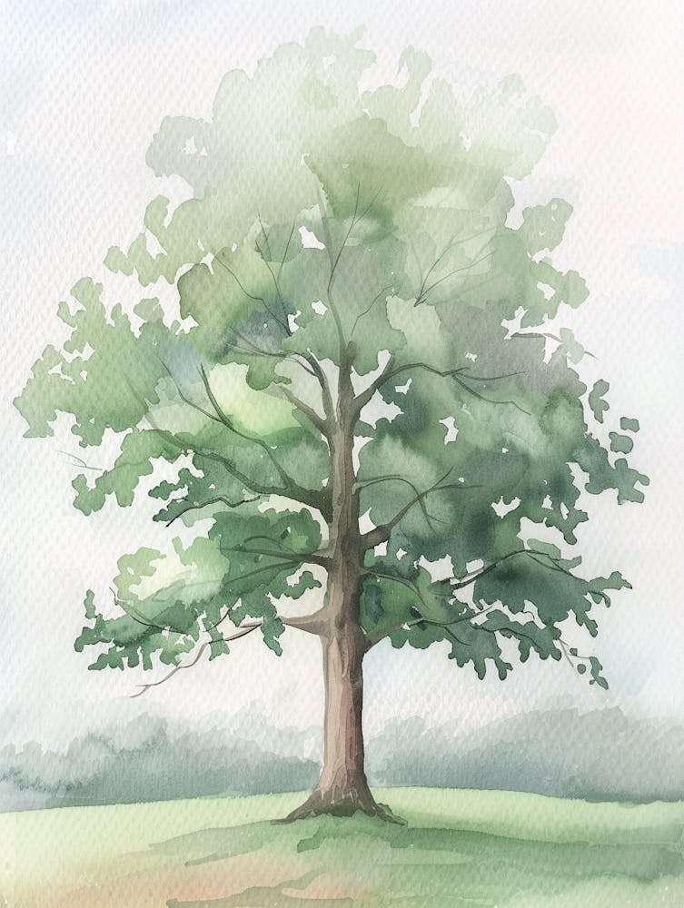 Chestnut Tree Atmospheric Watercolour Painting 5