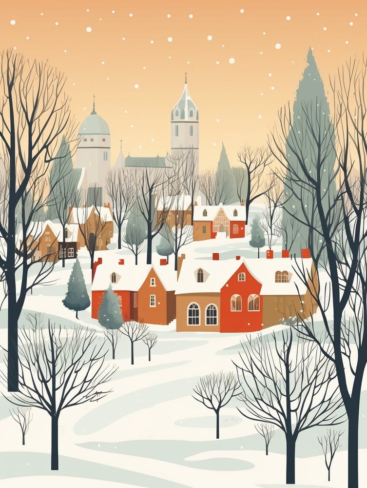 Illustration Rétro Hiver Windsor Royaume-Uni