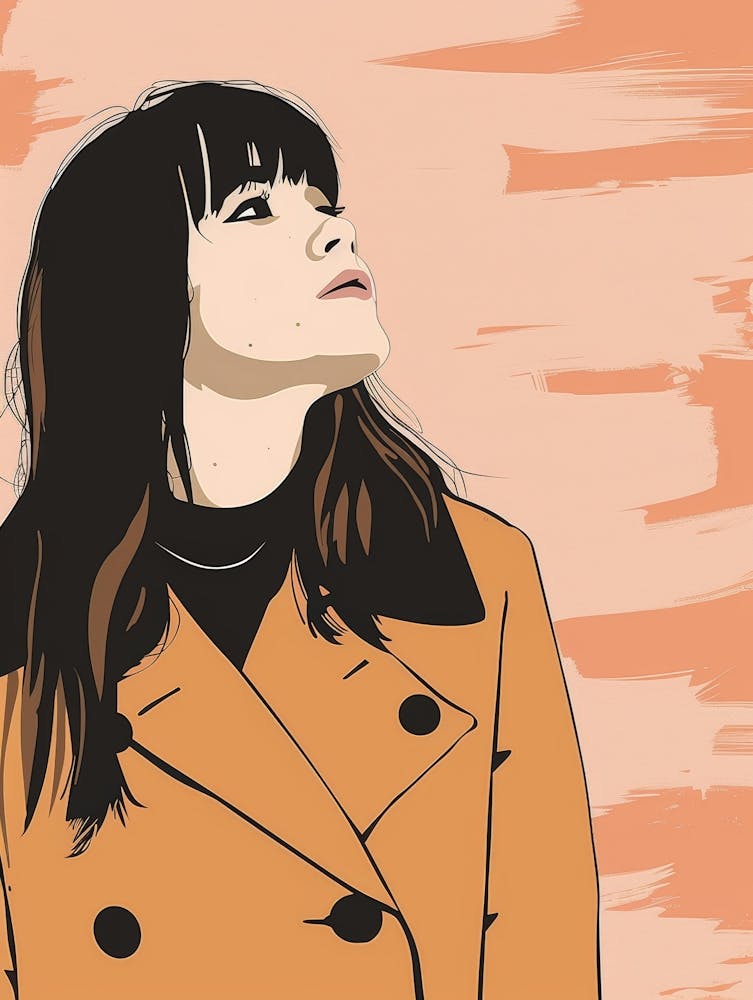 Illustration Of A Woman In A Trench Coat