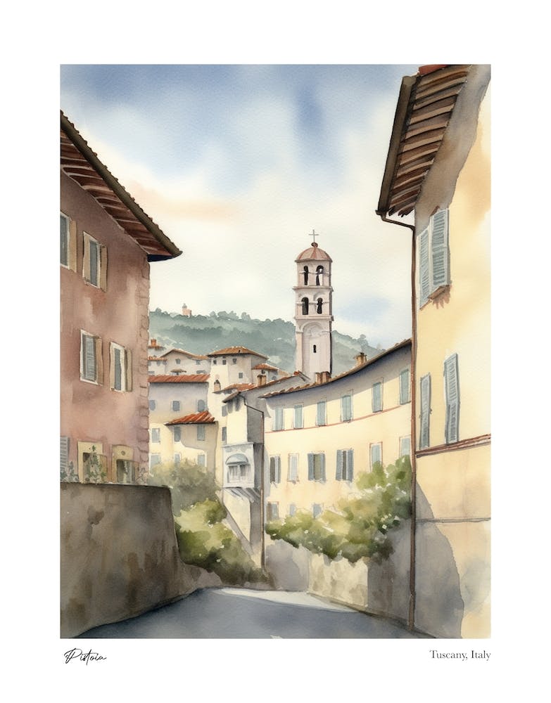 Pistoia, Tuscany, Italy 2 Watercolour Travel Poster