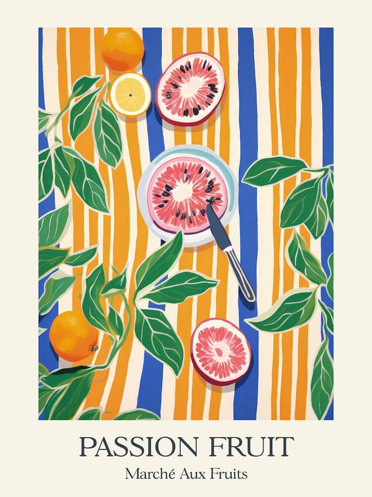 Marche Aux Fruits Passion Fruit Fruit Summer Illustration 1