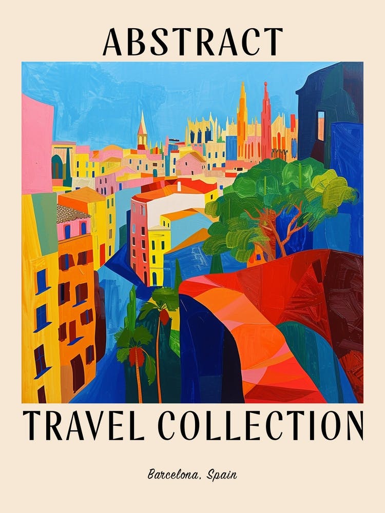 Abstract Travel Collection Poster Barcelona Spain 3