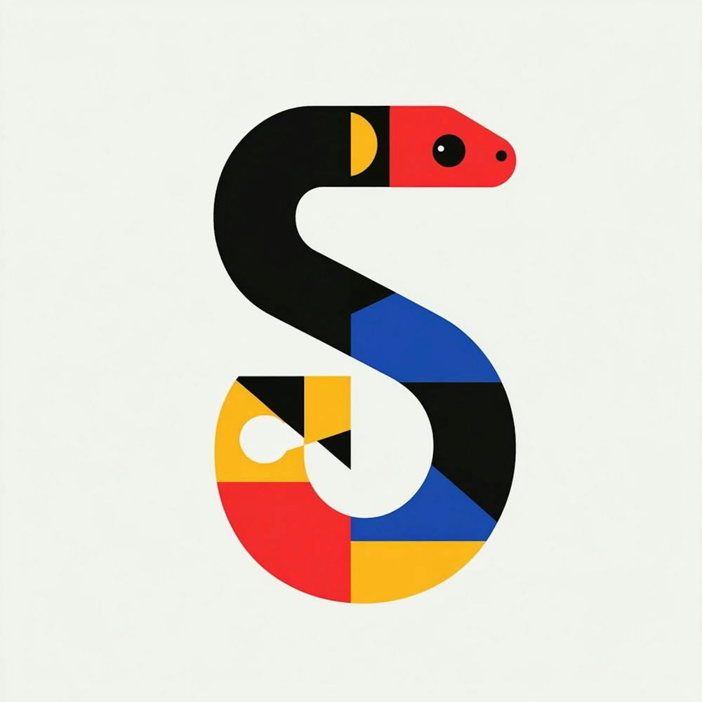 A Simple Flat Vector Snake In The Style Of P