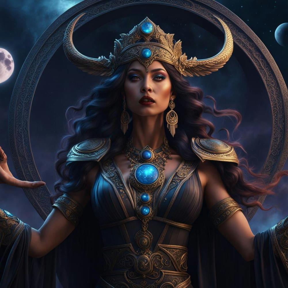 Gaze into the eyes of the dark moon goddess.