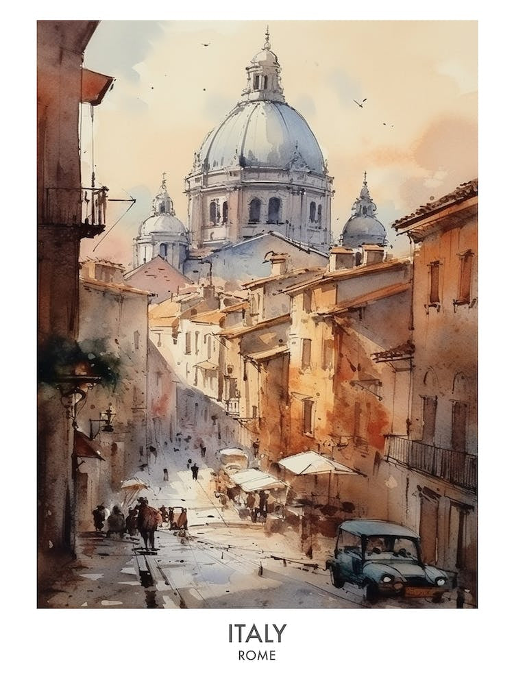 Italy, Rome 2 Watercolor Travel Poster