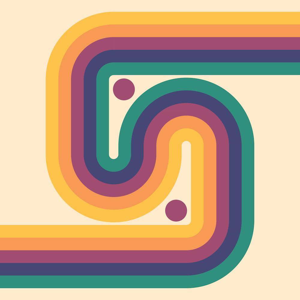 Geometric Rainbow Midcentury Modern Pattern Retro themed 3