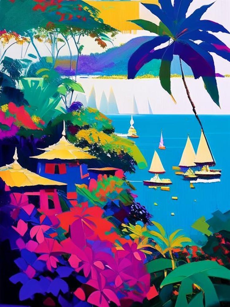 Bali Indonesia Colourful Painting Tropical Destination
