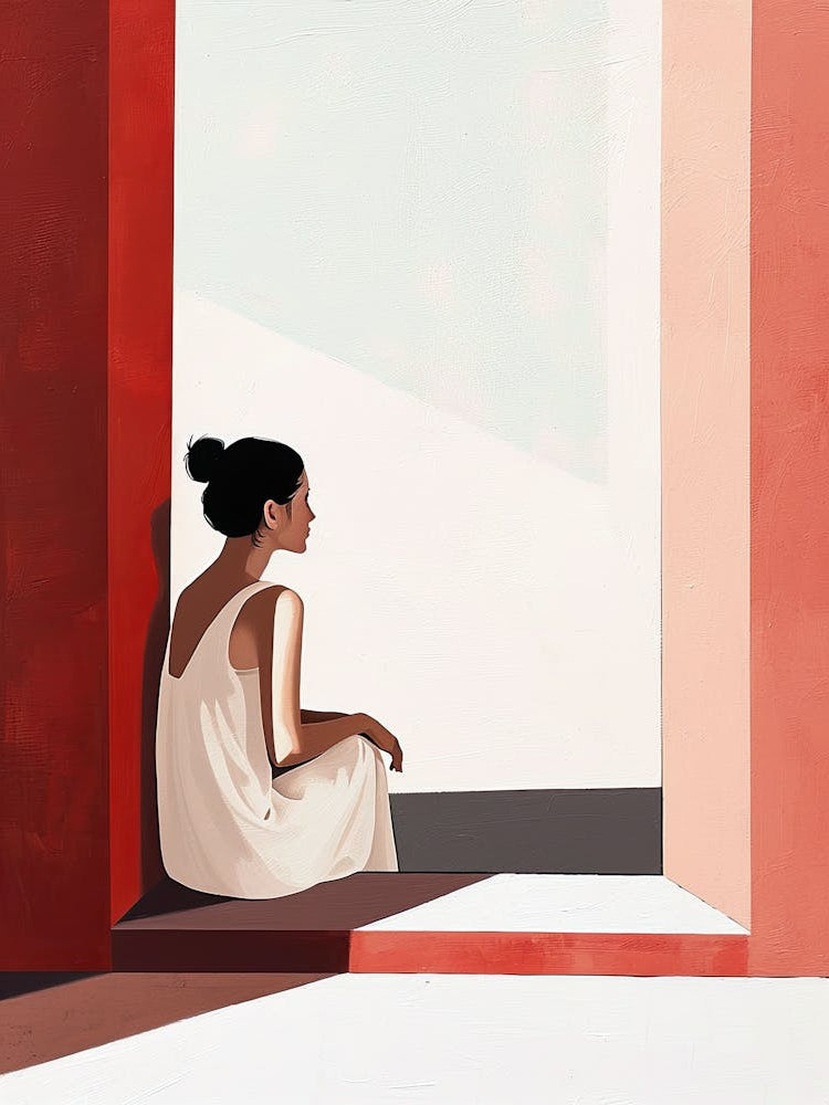 Woman Sitting By A Window, Minimalism