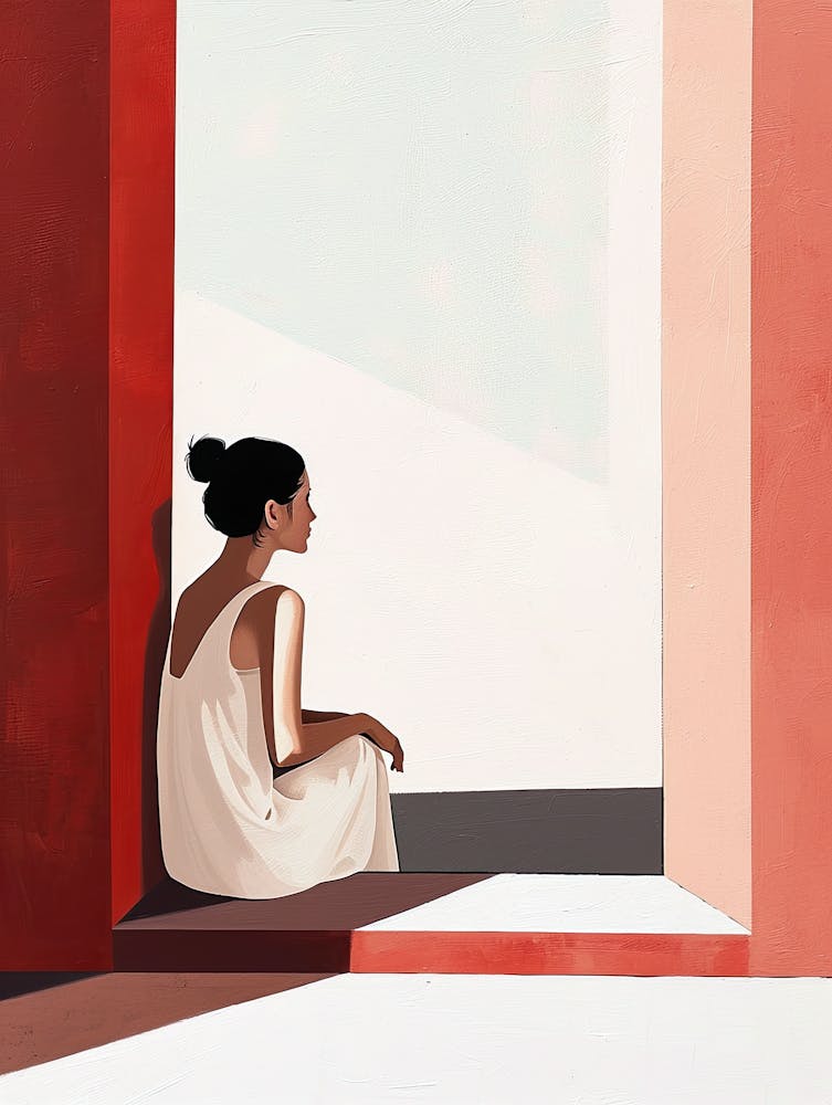 Woman Sitting By A Window, Minimalism