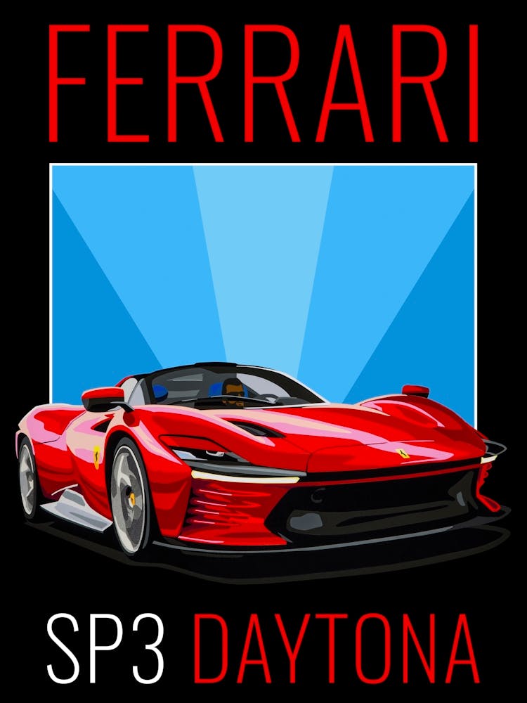Ferrari Sp3 Daytona retro poster