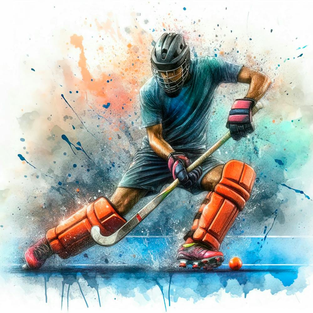Eishockeyspieler in Aquarell 6