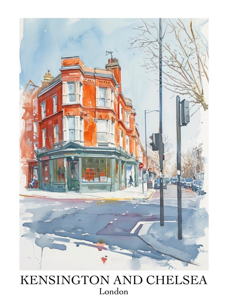 Kensington And Chelsea London Borough   Street Watercolour 8 Poster