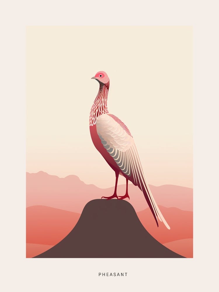 Minimalist Pheasant 3 Bird Poster