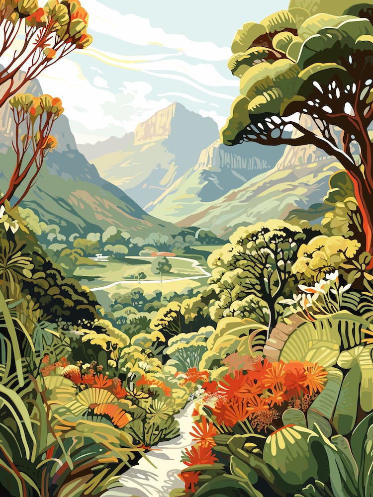 Kirstenbosch Botanical Gardens South Africa Moderne Illustration